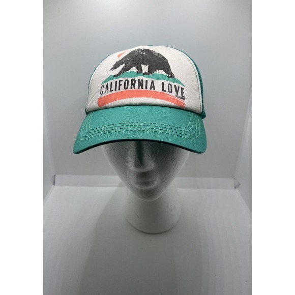Billabong California Love Padded Mesh Trucker Hat Baseball Cap Green SnapBack - Picture 2 of 8